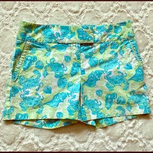 Vintage Lilly Pulitzer Shorts—blue, green, crabs.